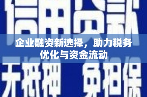 赤峰企业融资新选择，助力税务优化与资金流动