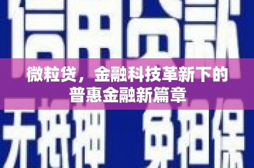 赤峰微粒贷，金融科技革新下的普惠金融新篇章
